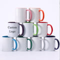 11-Unzen-Keramik-Kaffeetasse, individualisierbar mit Logodruck, unbedruckt für Sublimationsdruck, weißes Porzellan, Großhandel inklusive Karton.